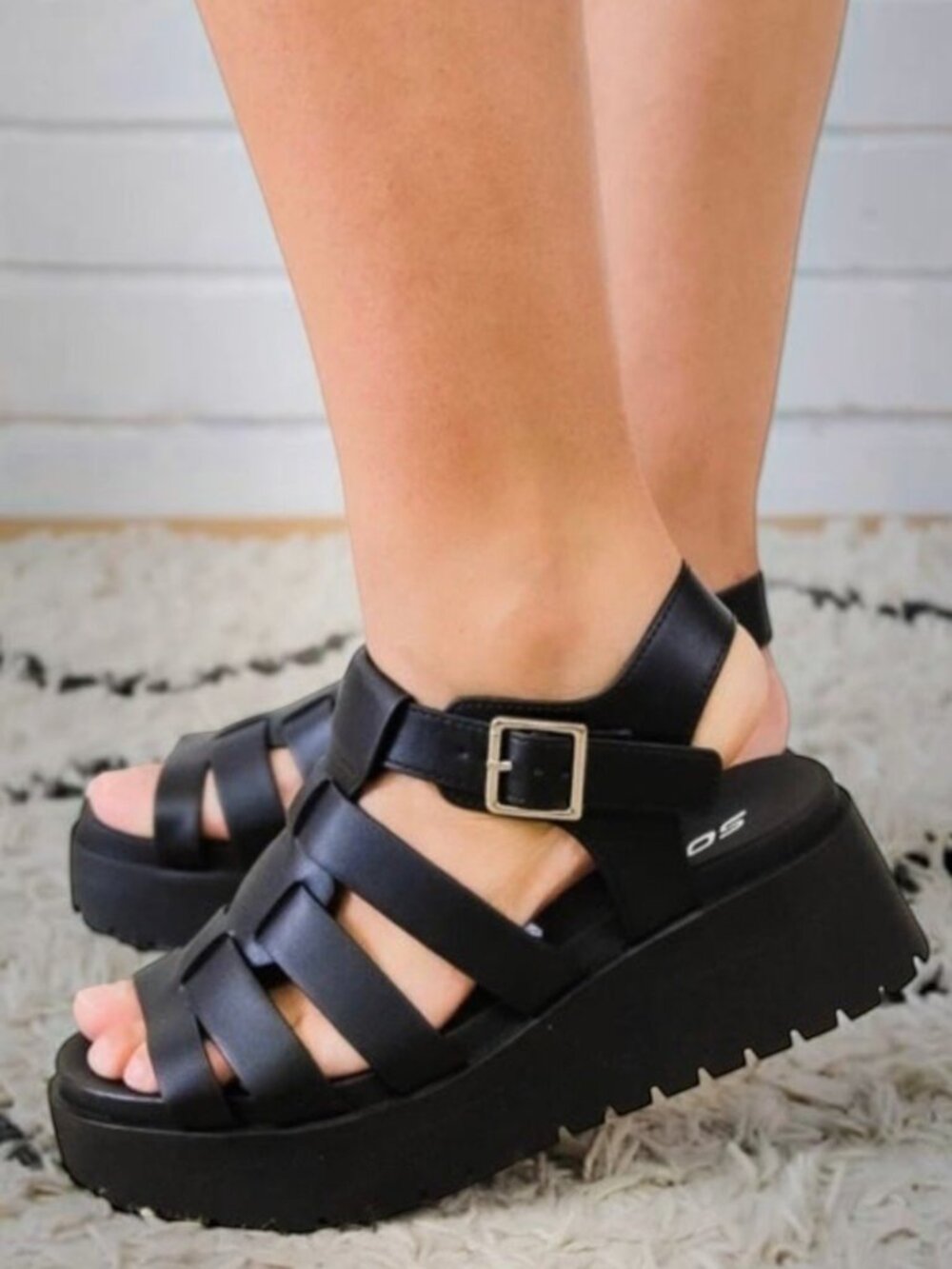 Soda Women's Black Fisherman Platform Sandals Size 8-8.5? 10in Insole